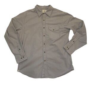 Criquet Mens Shirt Long Sleeve Cotton Button-Up Light Gray Sz L Made in USA